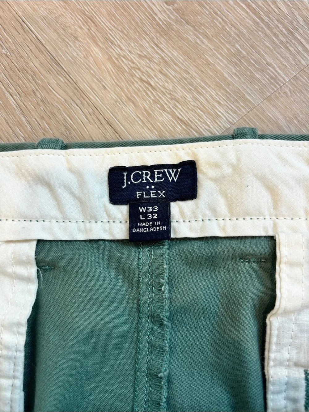 J.Crew Flex Green Chino Pants Size 33x32